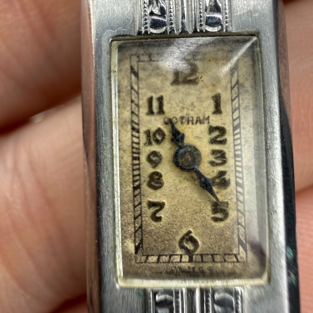 Vintage Gotham Watch Silver Tone Art Deco Engraved Link 6.5" READ